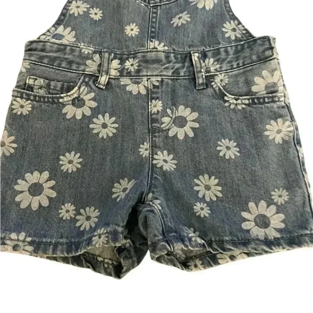 The Children’s Place Blue Floral Girls Overall Cotton Jeans Pants SZ 6 # 1569